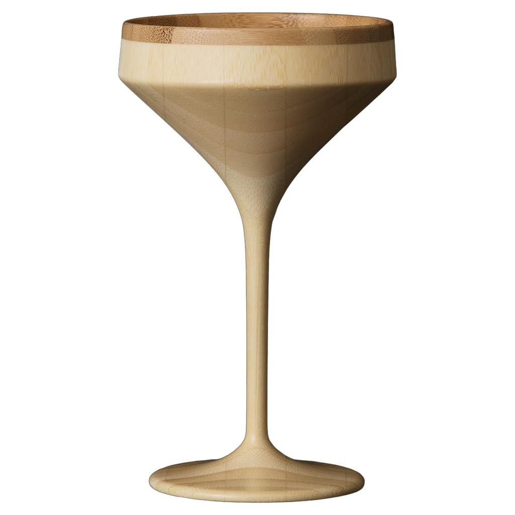 RIVERET Vessel Cocktail Glasses, Martini Size, 120ml, Pair, Bamboo, Dishwasher Safe, White/Brown, RV-111WB