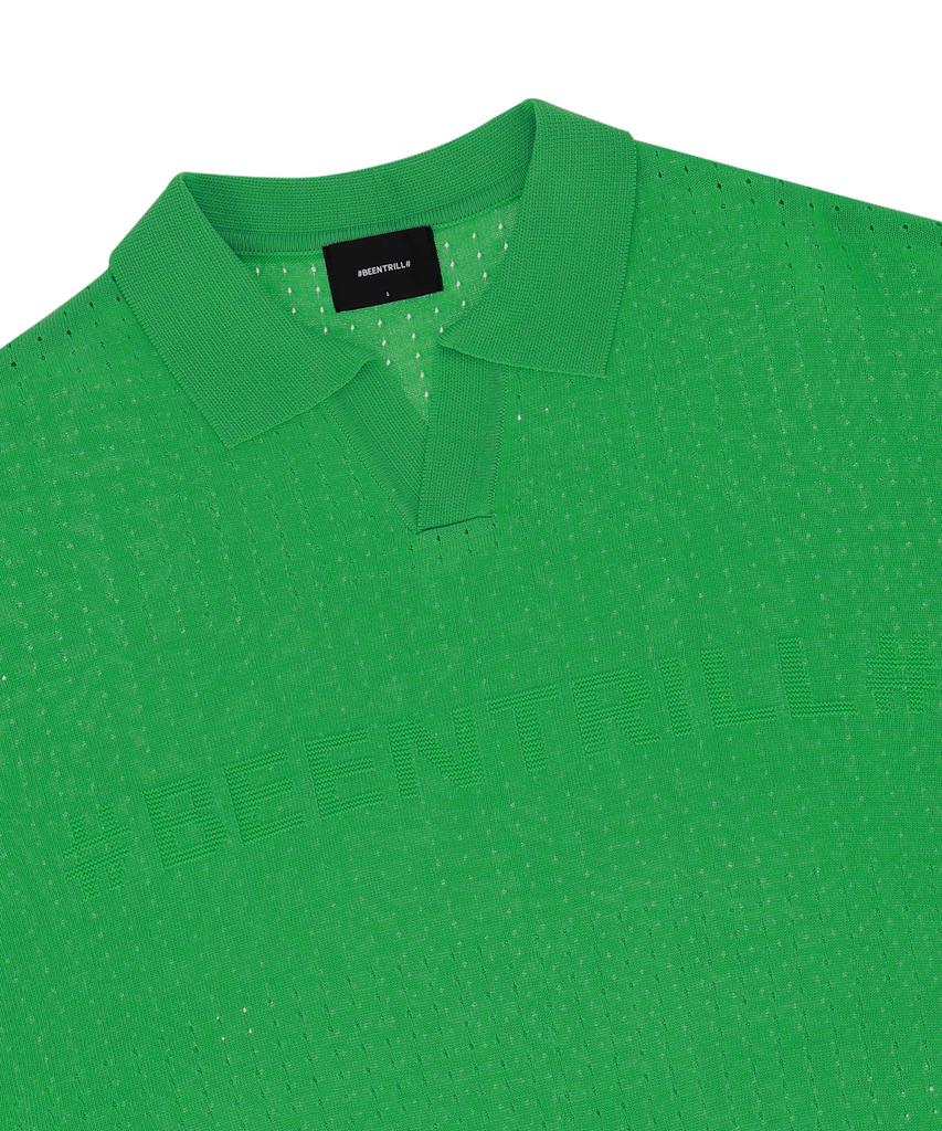 BEENTRILL Short Sleeve Collared Knit (Light Green)