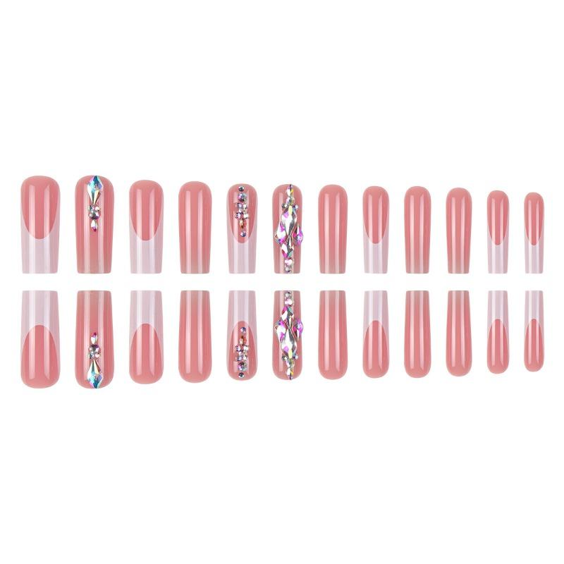 Foreign trade simple wearing nail white French rhinestone nail piece removable advanced fake nail finished patch nail
