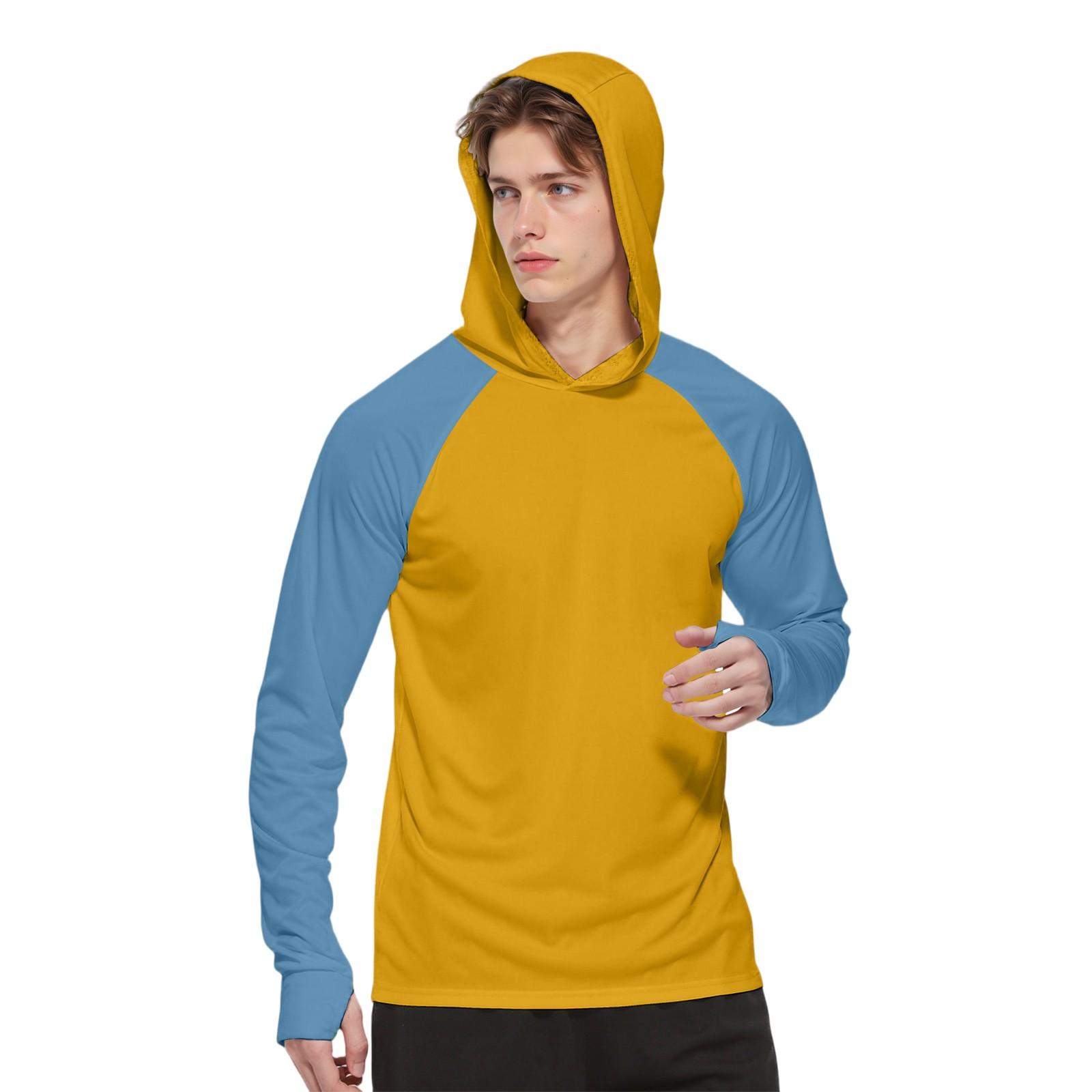 

Мужская модная рубашка с длинным рукавом с принтом и капюшоном SPF/UV XL жёлтый