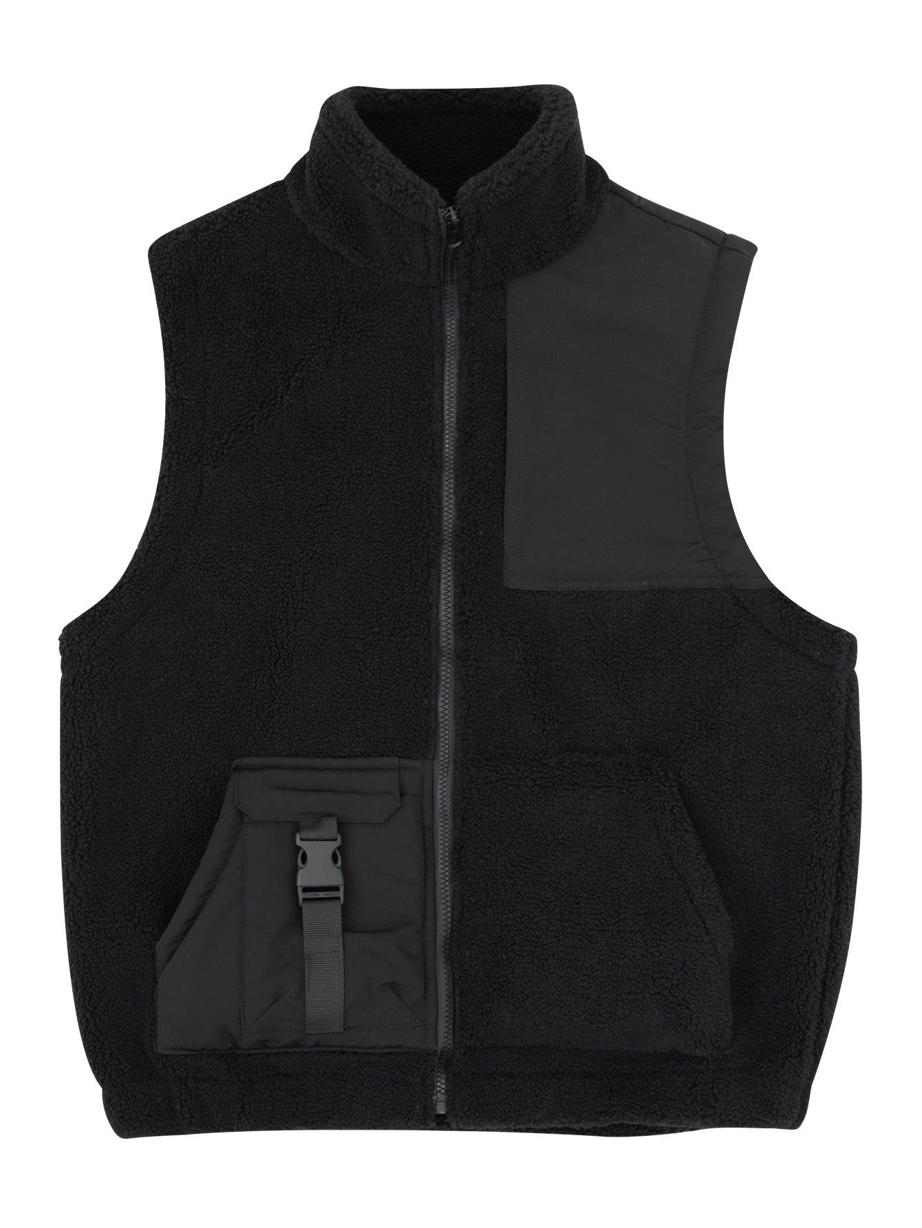 

Men s Lambswool Thickened Fleece Vest - Trendy Color Block Sleeveless, Black & White Shawl 3XL чорний