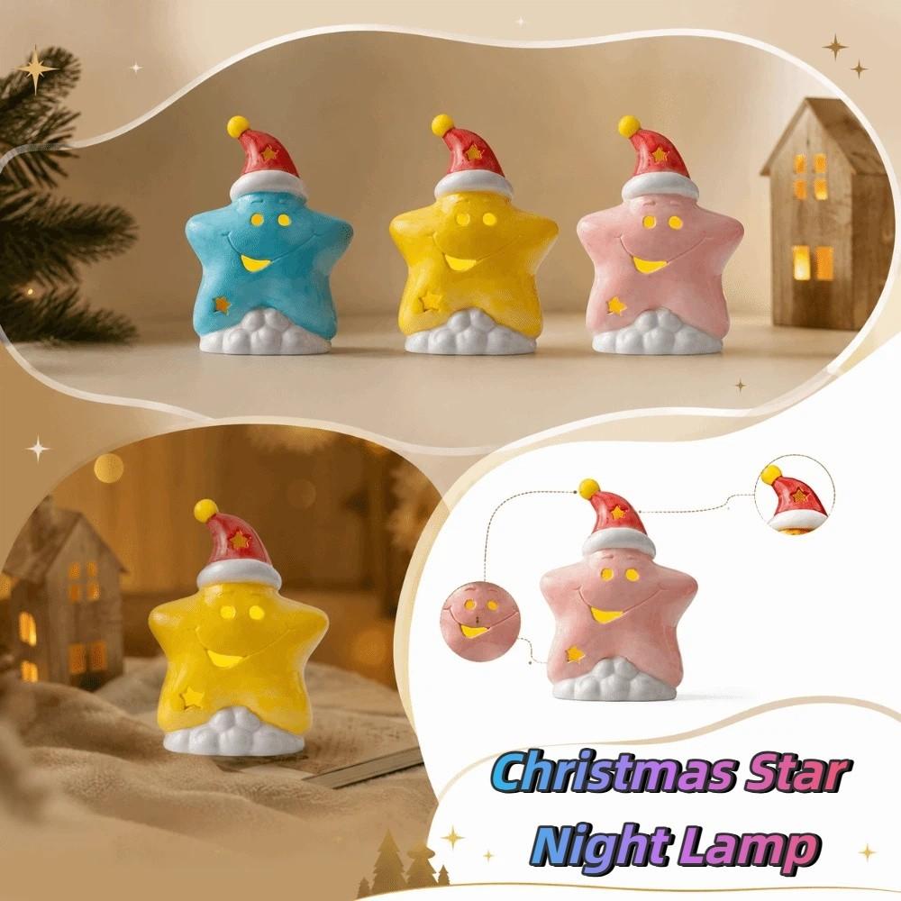 Warm Ambient Star Night Light Ceramic Material Table Ornament Festive Ceramic Lamp  Interior Spaces