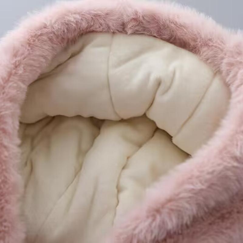 Children Girl's Artificial Mink Fur Plush Thick Single-breasted Hooded Coat