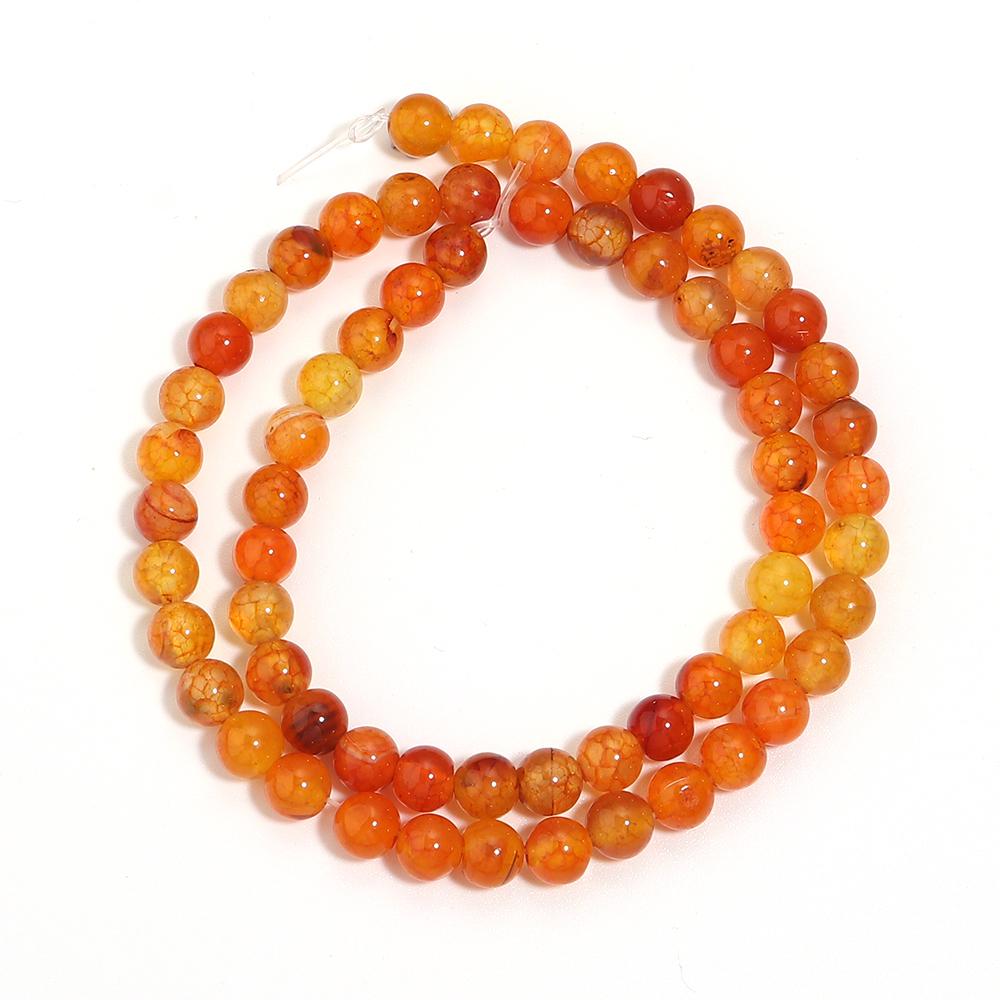 

6 8 10mm Natural Stone Beads Orange Dragon Pattern Agate Round Loose Spacer Beads for Jewelry Making DIY Bracelets Necklace