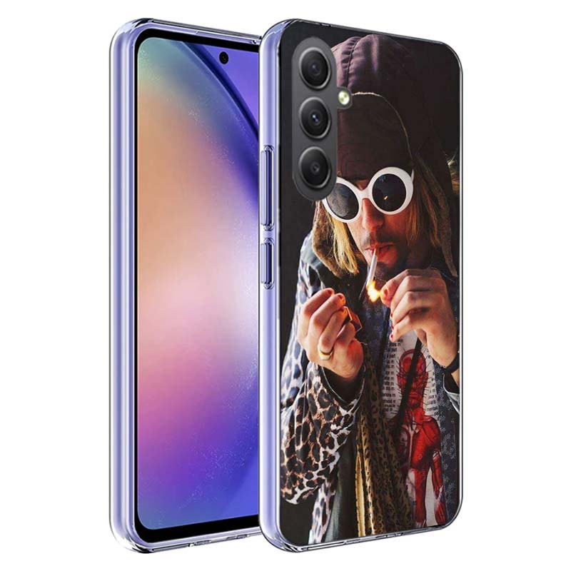 Retro Singer Kurt Cobain Phone Case for Samsung A55 A35 A25 A15 A07 A05S A16 A17 A26 A36 A37 A56 A57 Galaxy Note 20 10 A50S A71 Samsung A15 5G