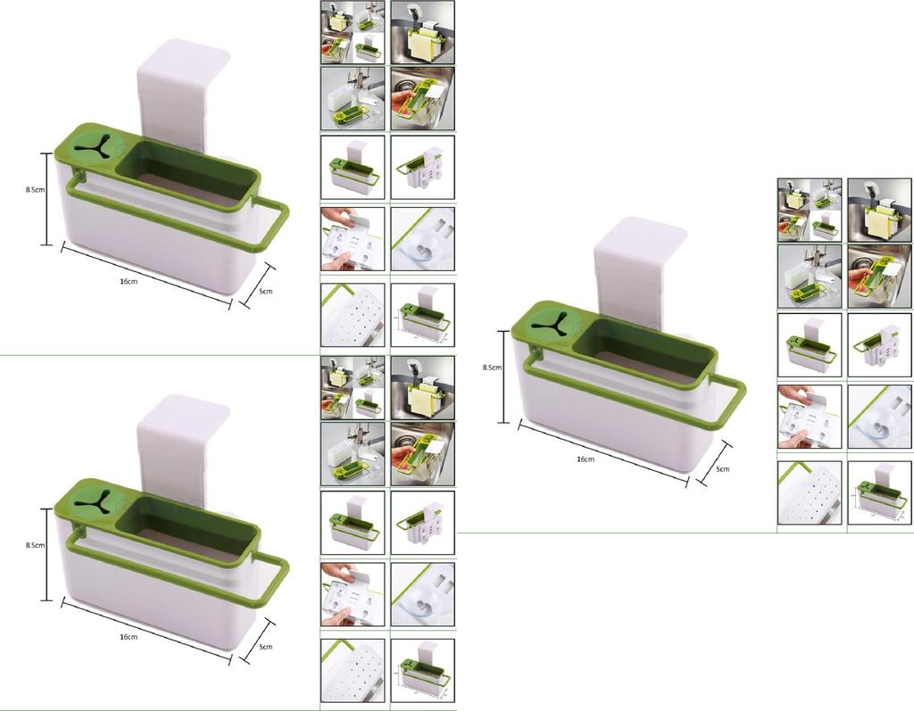 Stylish Green With White Suction Cup Base Kitchen Brush Sponge Holder For Easy Draining