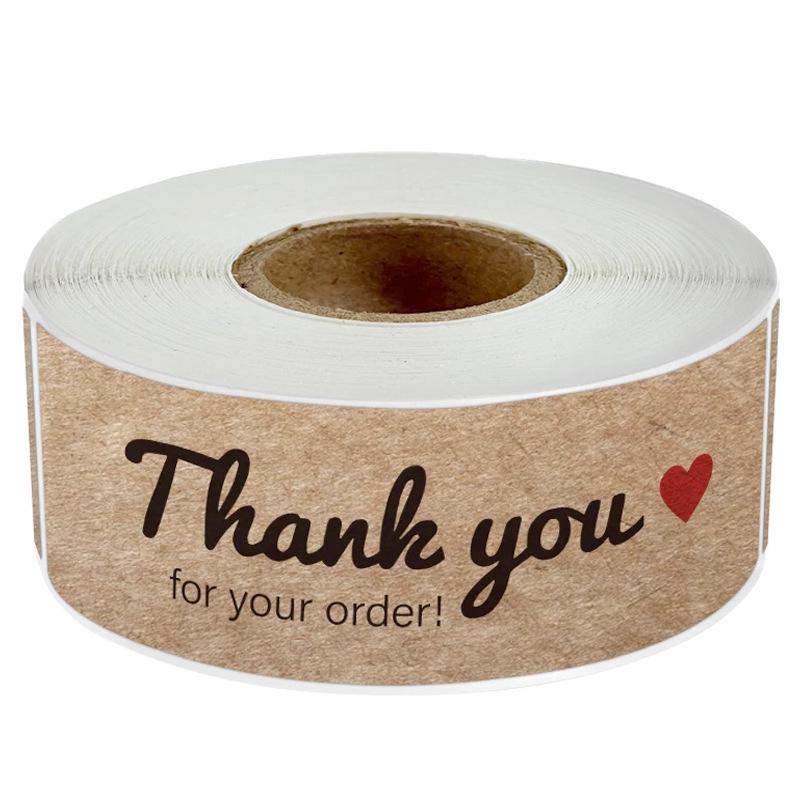 Kraft Paper Thank You Stickers - Rectangular Floral Shop Adhesive Seals