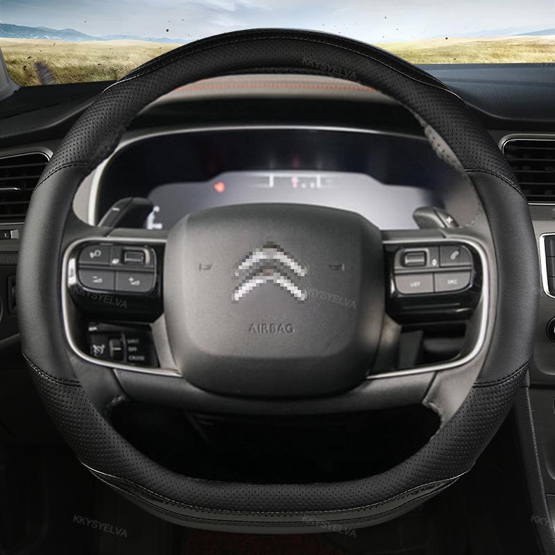 Für Citroen C1 C2 C3 C4 C5 C4L Berlingo C4 PICASSO C5 AIRCROSS Auto Lenkrad Abdeckung Carbon + Leder auto