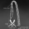 Imam Ali Zulfiqar Sword Muslim Islam Pendant Necklace For Men Women Stainless Steel Silver Color Arabic Letter Chain Jewlery