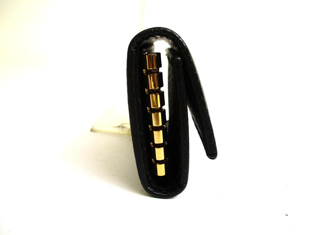 Authentic GUCCI Double G GG Black Leather Gold H/W 6 Pics Key Chain #b092  Open Box