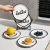 6PCS Smiling Plate Set Korean INS With Metal Rack Dessert Ceramic Plate Fruit Cake Dish Breakfast Bread Tray Dishs Decor Display