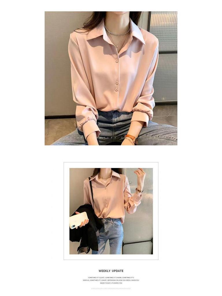 Wrinkle-Resistant Chiffon Long Sleeve Shirt for Women - Spring/Summer Fashion