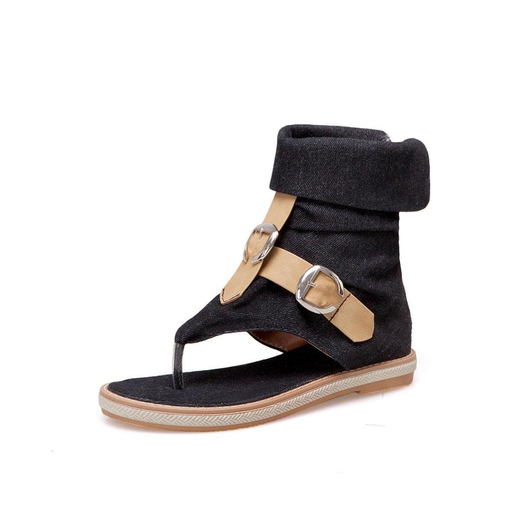 High Top Slippers Women Sandals Fashion Denim Roman Gladiator Sandals Summer Ladies Beach Shoes Female Zippe Flat Sandalias