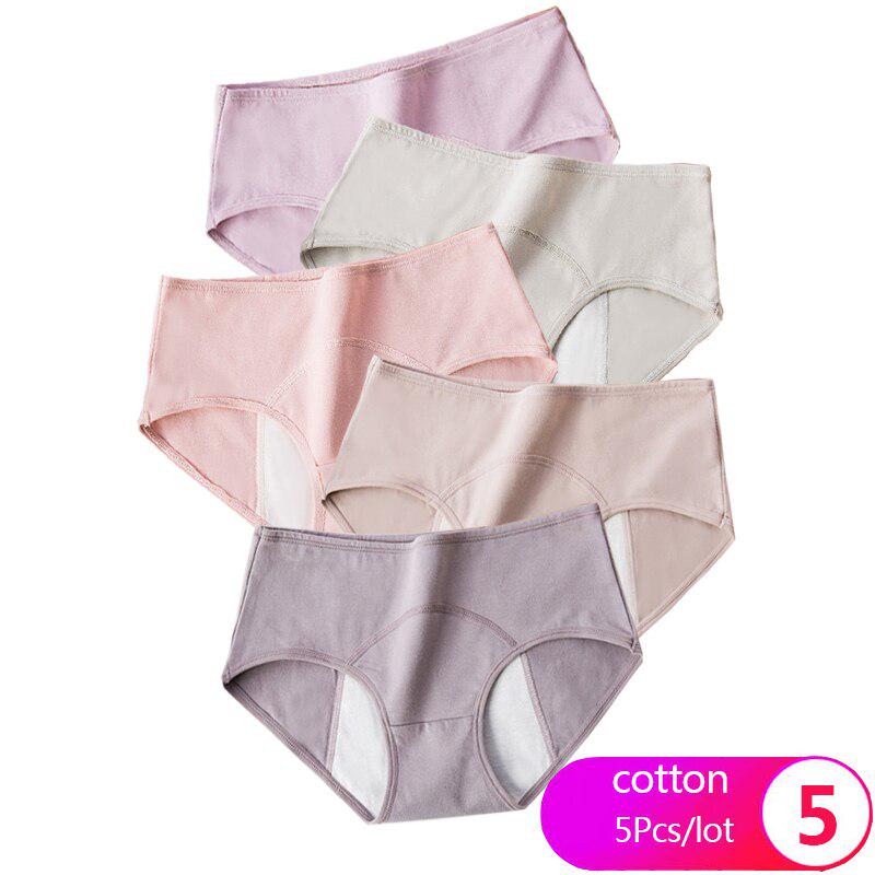 LANGSHA 5Pcs / set Perdite A prova di perdite Mutan mutandine mestruali  Donne Allargare i pantaloni del periodo fisiologico Biancheria intima  Ragazze Slip morbidi in cotone acquista in modo economico — spedizione