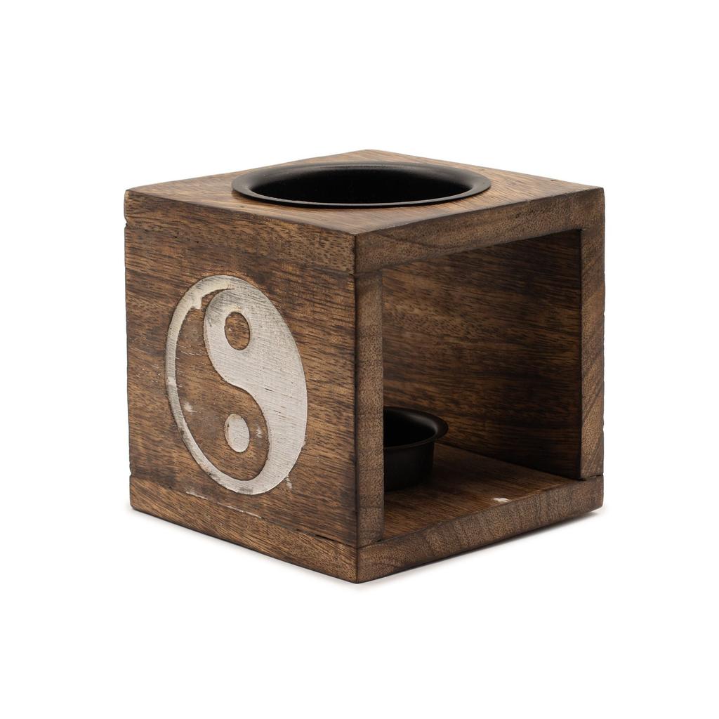 Square Mango Wood Oil Burner – Yin Yang