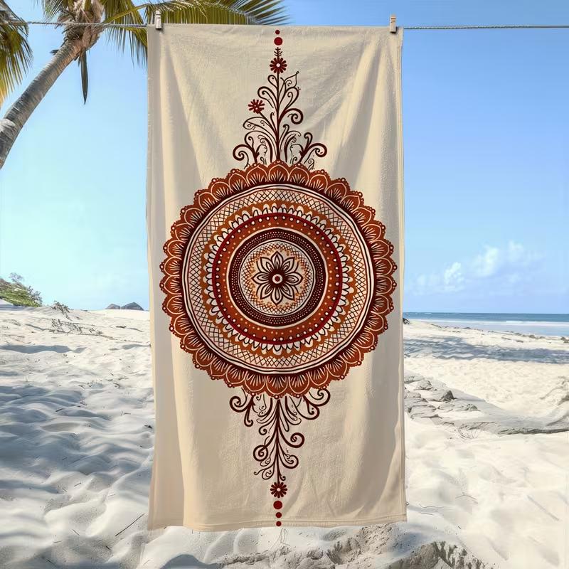 Modern Minimalism Flowers Beach Towel Bohemian Floral Print Quick Dry Absorbent Sand Free Towel for Summer Beach Travel