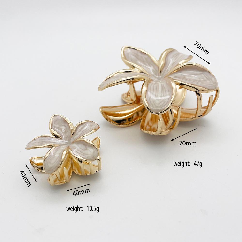 European Style Plumeria Oil Drip Hair Clip Set: Elegant Updo Shark Clip Accessories for Women