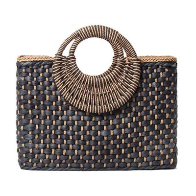 Bolsa de palha feminina nova bolsa de praia de palha mão-tecido simples selvagem verão férias viagem tendência retro casual saco de rattan