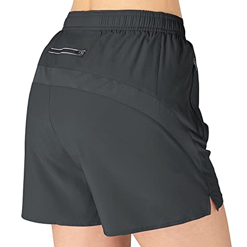 Gopuune Women's Fitness Shorts, Yoga, Training, Golf, Sportswear, Gym Shorts, Loungewear, Moisture-Wicking, Quick-Drying (Dark Gray, Size L)