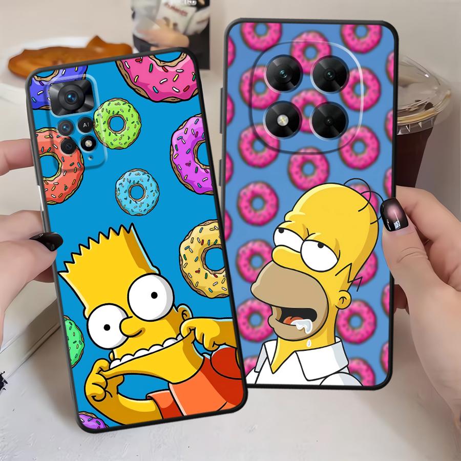 Case for Xiaomi Redmi Note 7 8 10S 9S 11s 12s 13 Pro Plus 12 Pro 11 14 9 10 Funda Phone Cover S-simpsons Donut