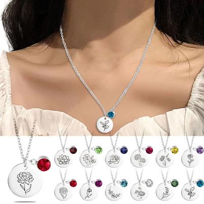 Disc Coin Pendant Necklace Birthday Gift
