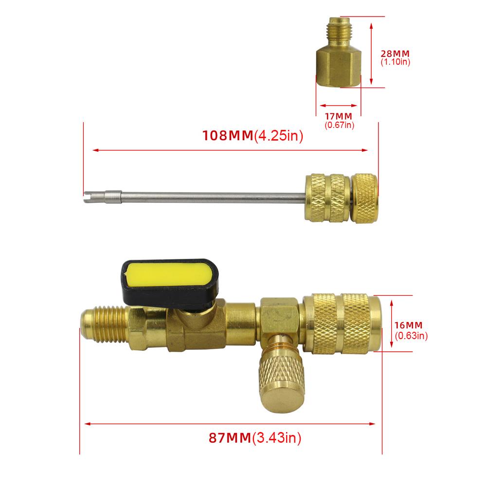 Air Conditioning Line Repair Tools with Dual Size Double Head Valve Core Remover for R404A R407C R134A R12 R32 HVAC System