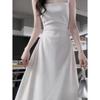 High-End White Spaghetti Strap Dress: Women's Autumn/Summer Light Luxury Long Little White Dress