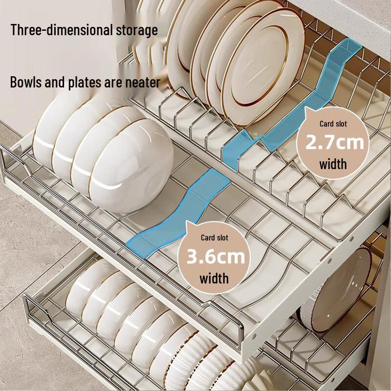 Stainless Steel Pull-Out Cabinet Dish & Plate Rack