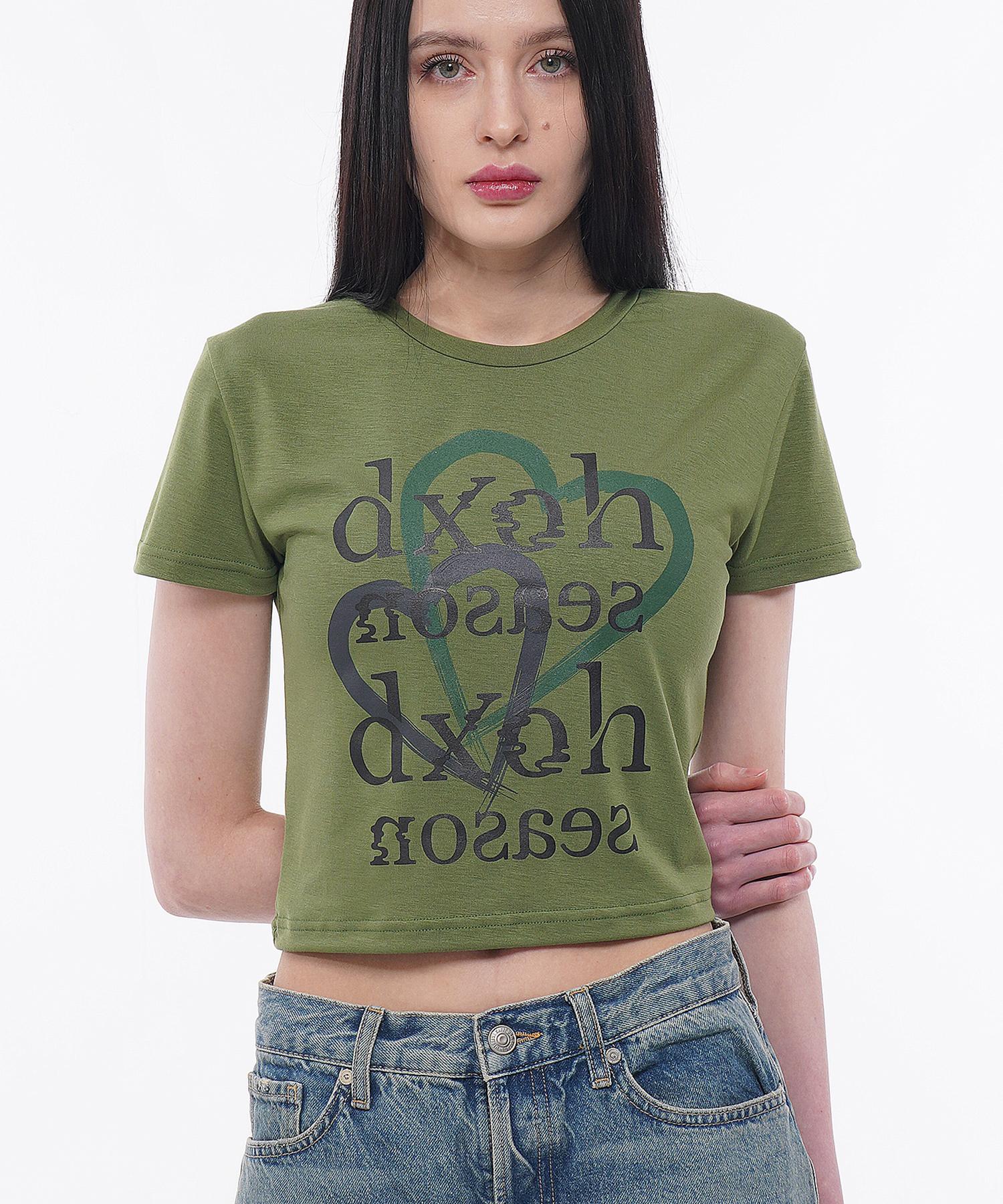 D So H To Heart Season Logo Crop Top Olive Green Free