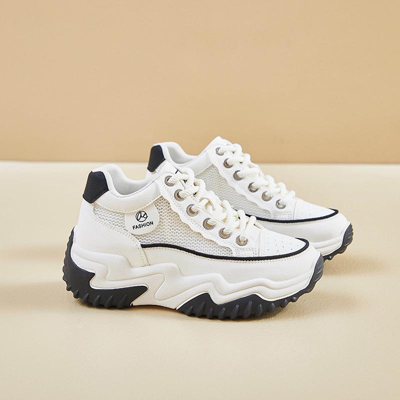 

Весна и лето Новые белые туфли с толстой подошвой, увеличивающей рост стелькой, туфли для папы, сетчатые, дышащие, классический стиль, универсальная женская обувь 40