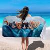 1 Stück schnell trocknendes Strandtuch mit Katzenmuster, weiches, saugfähiges Polyestertuch für Reisen, Camping, Sommerurlaub