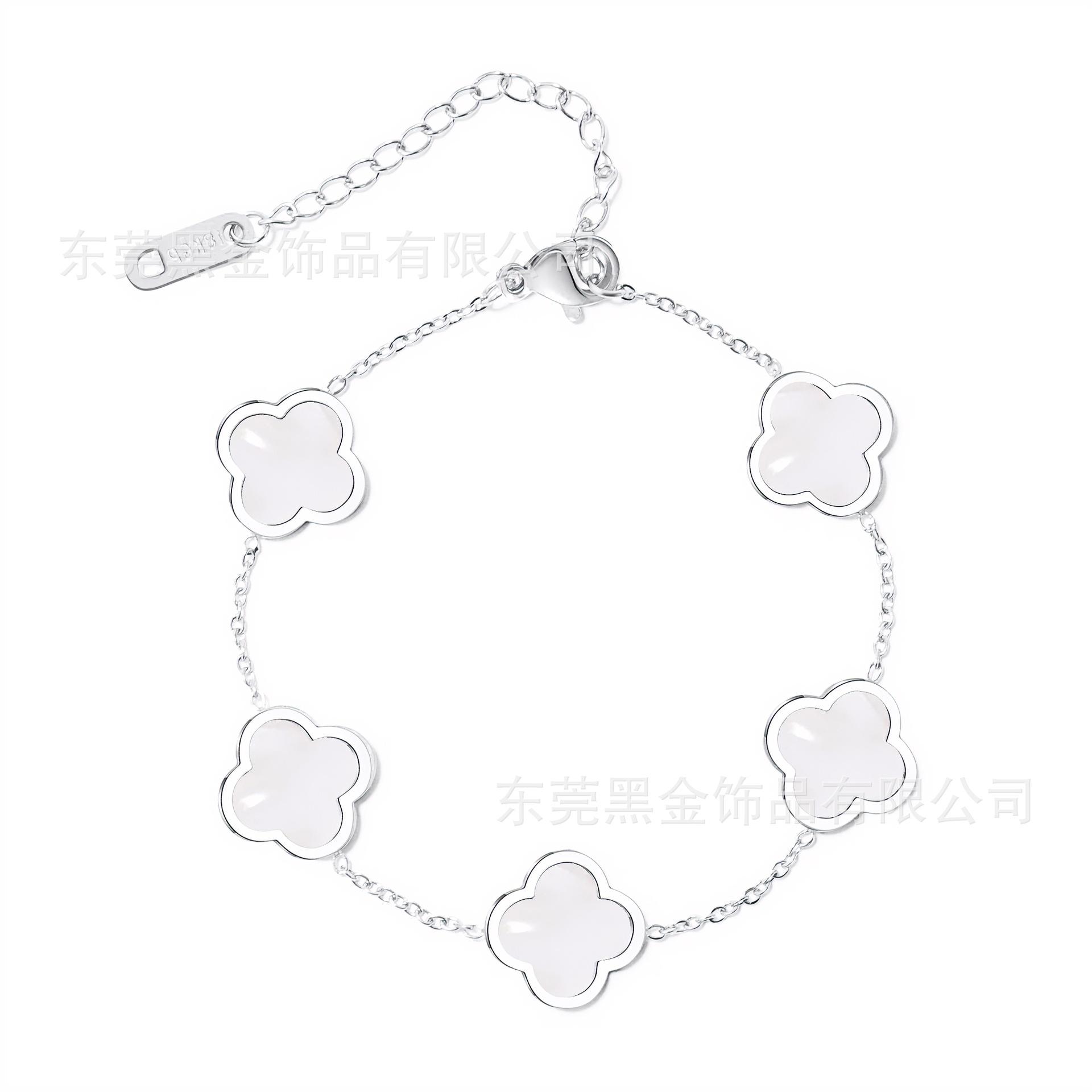 

Браслет из блестящей стали с клевером Браслет из 18-каратного титана и стали с серебром Четырехлистный клевер