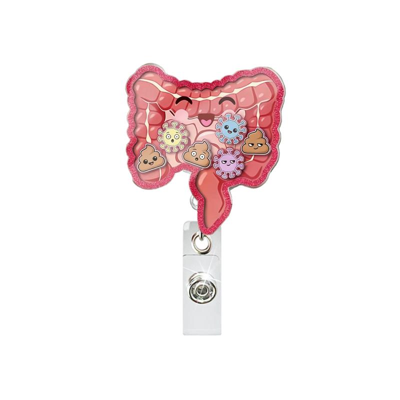 Shaker Acrylic Anime Scrubs Pills Bottle Large Intestine Retractable Nurse Badge Reel Doctor Id Card Holder