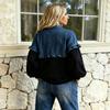 Felpa in Denim Patchwork da Donna Taglie Forti, Vestibilità Larga, Manica Lunga, per Uso Casual