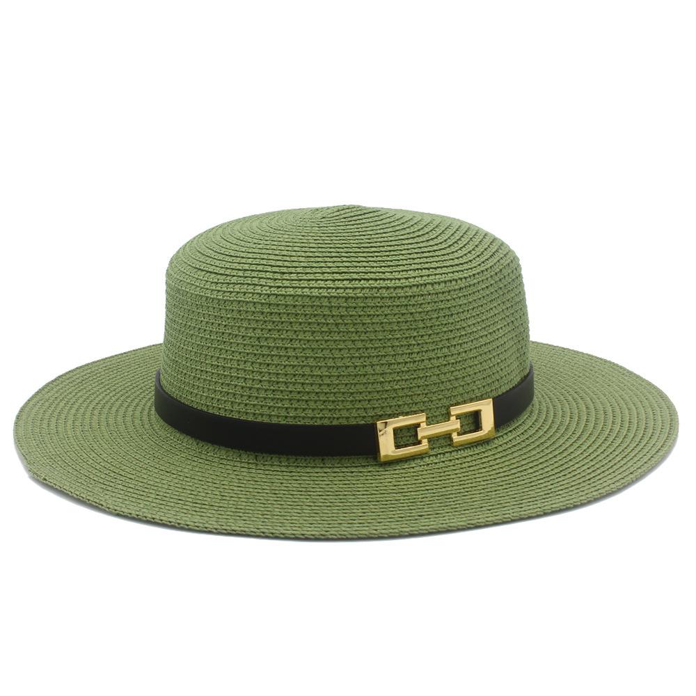 French Flat-top Straw Hat Women's New Spring and Summer Seaside Beach Hat Outdoor Sunscreen Sunshade Retro Straw Top Hat