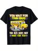 Retro Bus Waiting Slogan Oversized Cotton TShirt Vintage 70s Streetwear Loose Fit Tee Suitable For Holidays And Casual Daily Wear Plus Sizes Available