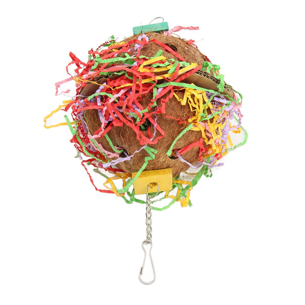 Kokosnussschale Vogel Schredderspielzeug Bunt Bissfest Papagei Futtersuch-Kauspielzeug für Wellensittiche
