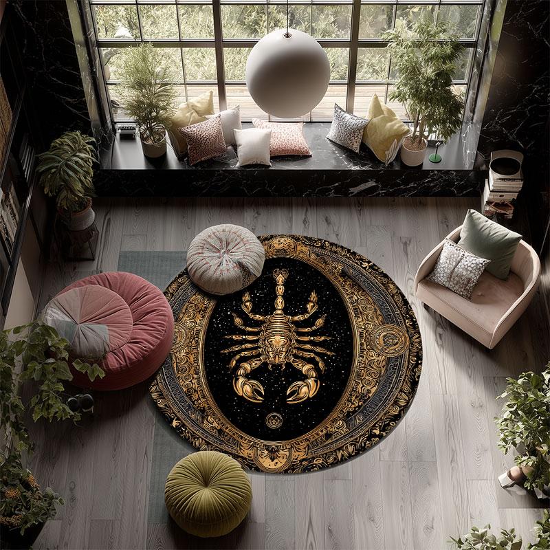 Spider & Scorpion pattern round rug,Carpet Rug for Living Room Bedroom Playroom ,Non-slip Floor Mat,Holiday Gifts and Birthday Gifts.