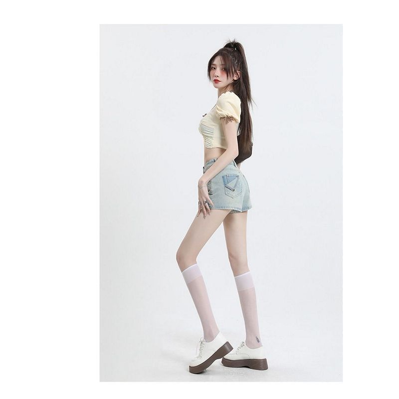 Light Color Bodycon Short Skirt Denim Half Skirt Women High Waist Slimming A-line Skirt Summer Hot Girl Anti-exposure Skirt