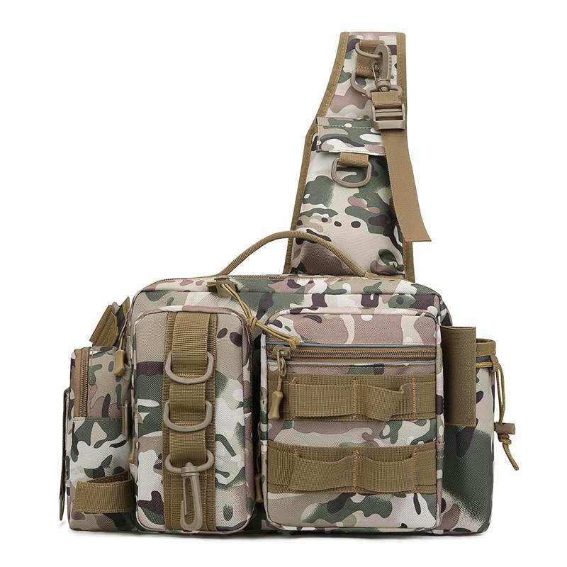 Fishing Tackle Backpack Lure Box Gear Storage Bag Fanny Pack for Men Fly Fishing Backpack with Rod Holder Sling Shoulder Bag