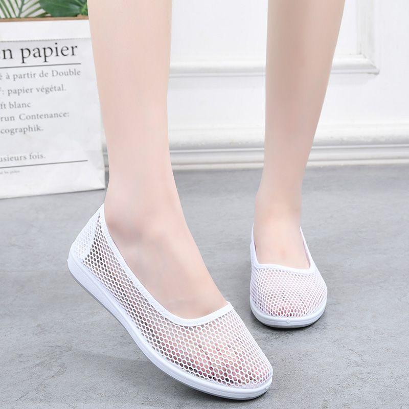 Mode Sommer Bequem und Elegant Originale Flache Damen Schuhe Koreanische Mode Leichte Lässige Slip-On Damen Mesh Atmungsaktive Schuhe