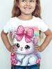 2025 Girl Clothes 3D Print Cute Cat Crew Neck Short Sleeves Graphic T Shirts Summer Streetwear Fashions T-Shirts for Children