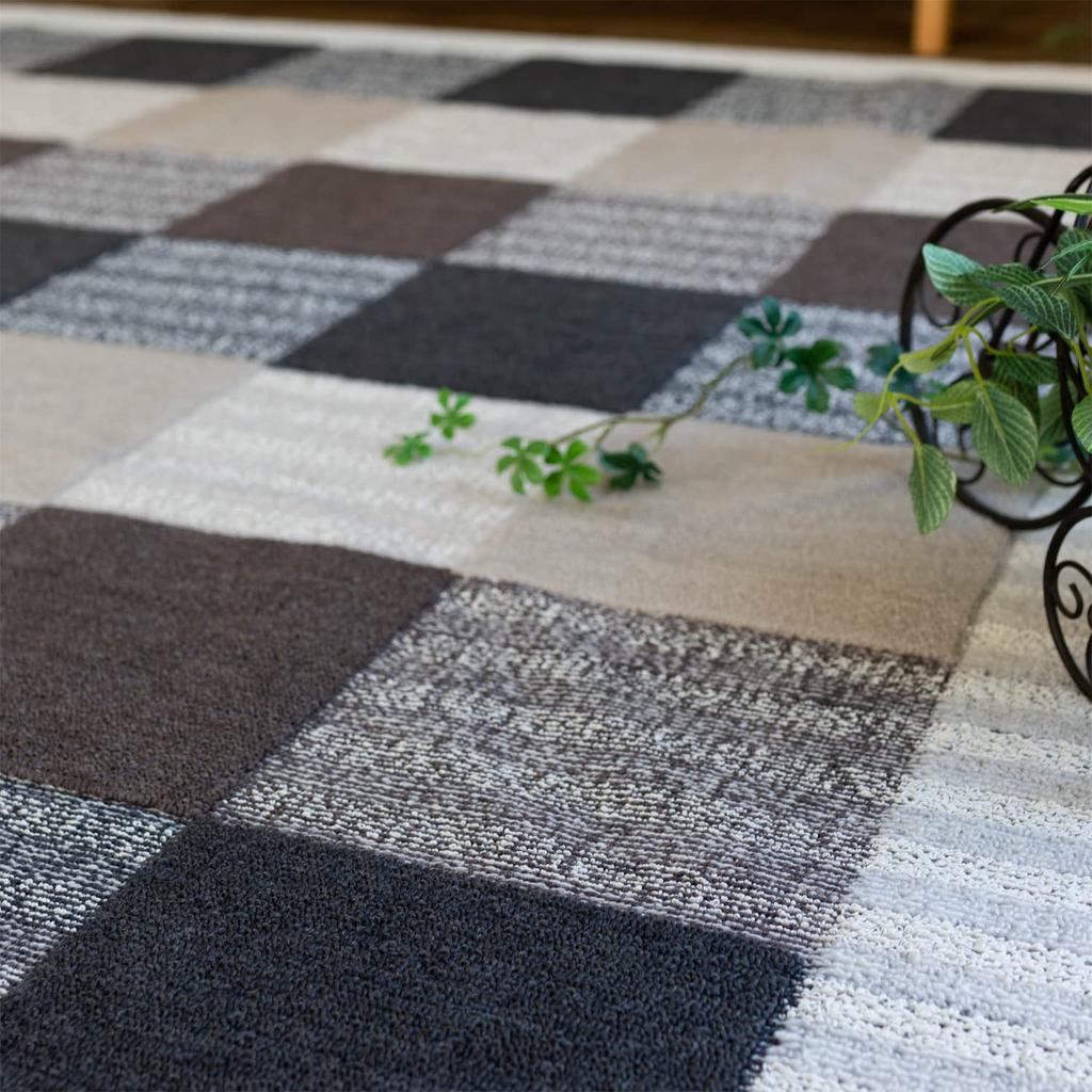 Sayan Sayan Washable Antibacterial and Modern 185x240cm Tatami Made in Japan Odor-Resistant Rug, Block, (3 Mats), Black,