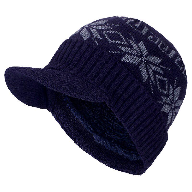 Fur Quality High Lined Add Brim Winter Hats Casual Beanies Hat For Men And Women Snowflake Design Acrylic Knitted Hat