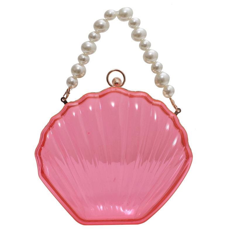 Hot-selling Beaded Bag, New Clip Mouth Shell Bag, Pearl Chain Handbag, Acrylic Transparent Bag.