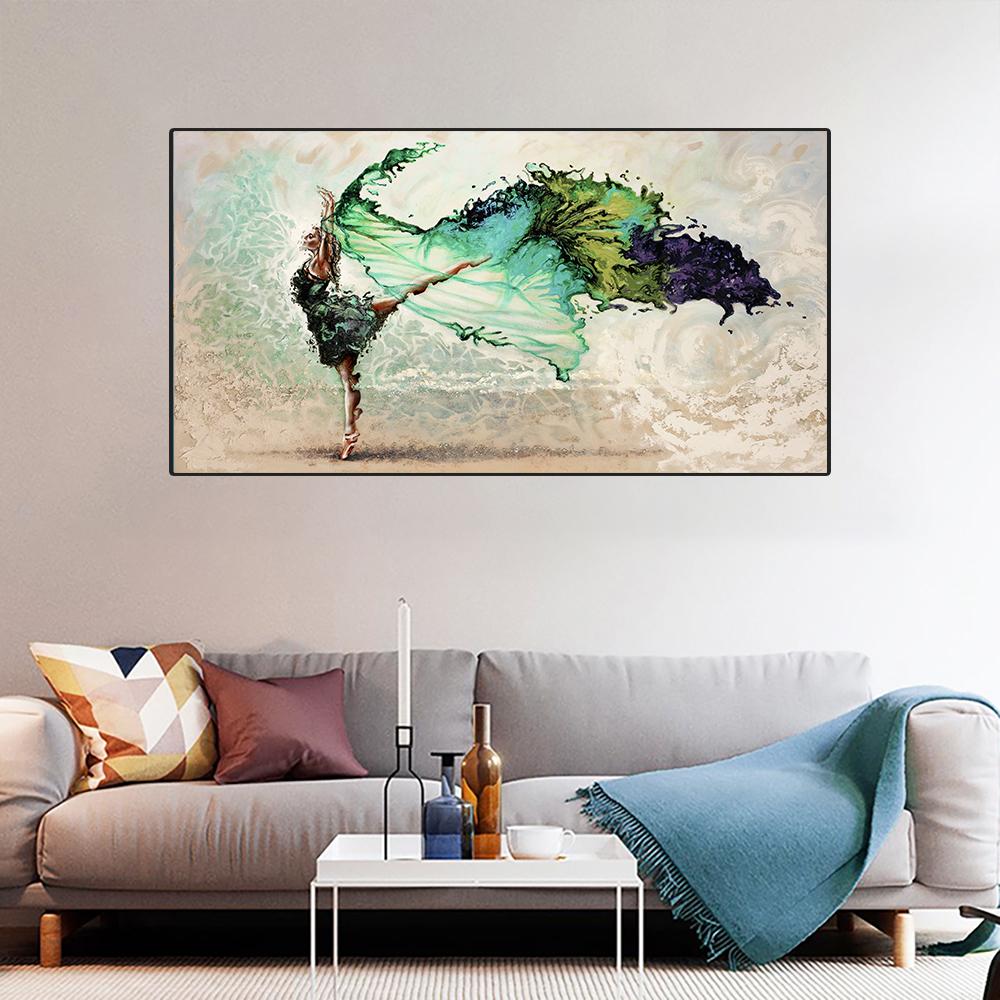 Elegant Dancing Girl Woman Canvas Painting Poster Ballerina Wall Art Print Decorative Picture Modern Living Room Home Decor Unframed