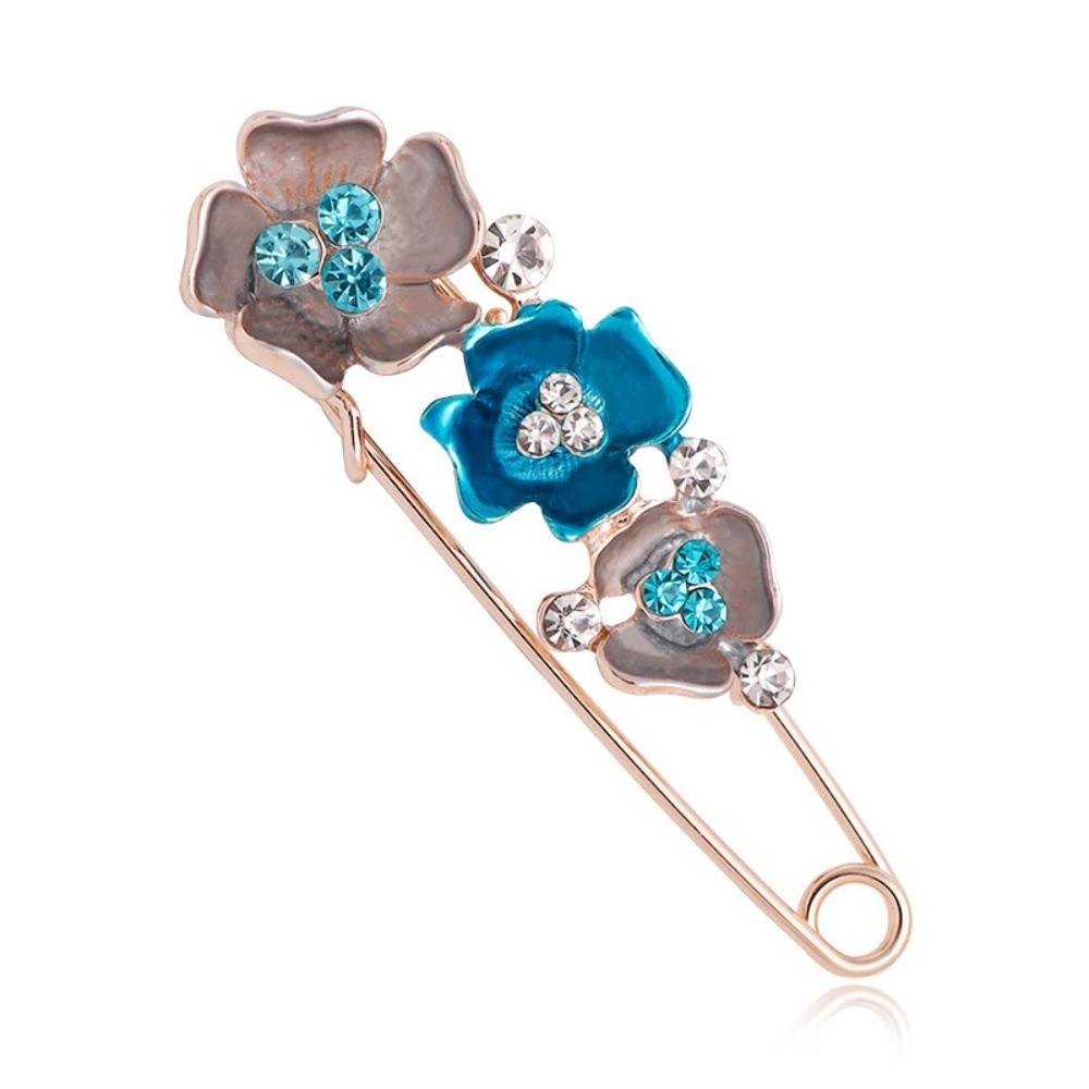 Rhinestones Flower Brooch Adjustable Waist Fastening Pins Versatile Brooches  Dress Decoration