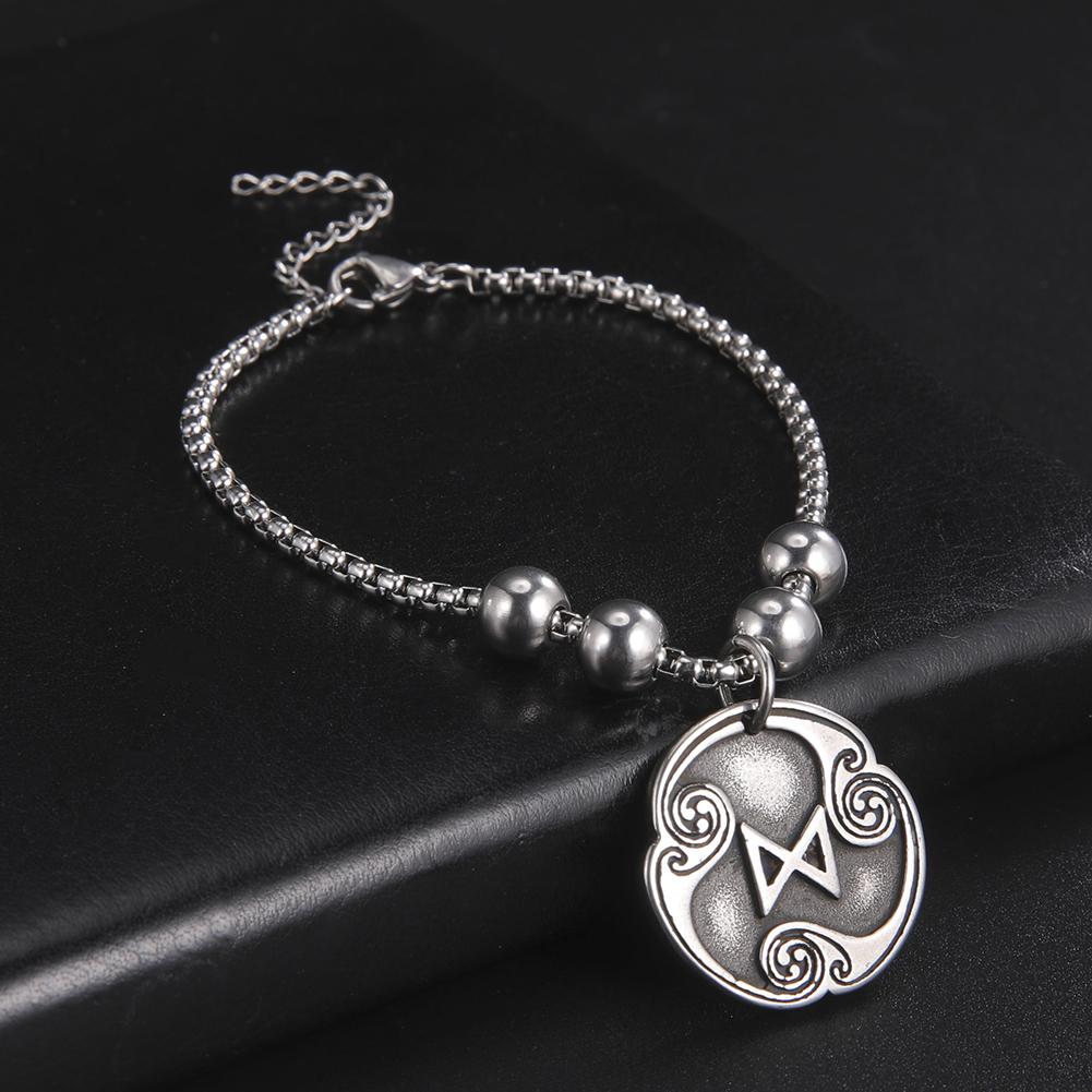 

LIKGREAT Vintage 24 Runes Nordic Letter Charms Bracelet Stainless Steel Pendant Bracelets Vintage Jewelry Gift for Men Women 17cm