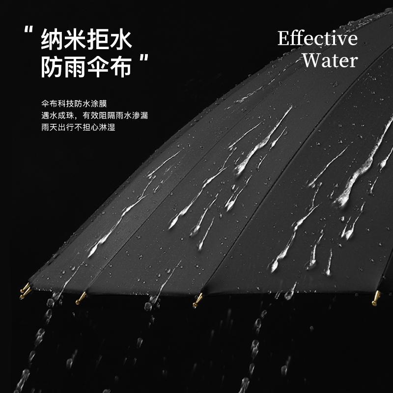 Mido 24 bone reinforced business umbrella, solid wood men's straight pole dual-use windproof double handle long handle umbrella