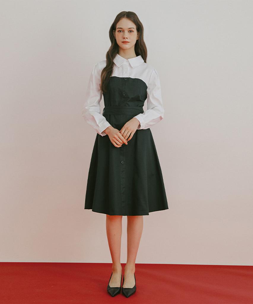 SOUP Color Mixed Belted Dress (Sa9Opf1)
